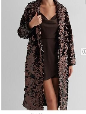 Brown Sequin Long Coat